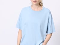 Light Blue Jersey Modal Soft Touch Oversize Fit Basic Women's T-Shirt - 97285