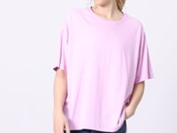 Pink Modal Knit Soft Touch Oversize Fit Basic Women's T-Shirt - 97285
