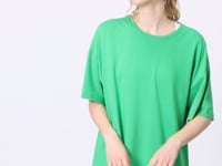 Green Pique Modal Soft Touch Oversize Fit Basic Women's T-Shirt - 97285