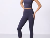 Anthracite high waist capri-crop singlet slim fit women's tights set - 95284
