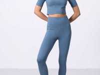 Forest Green High Waist Capri-Crop T-Shirt Slim Fit Women's Tights Set - 95285