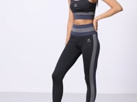 Black Polyester Flexible Standard Fit Performance Women's Tights Set - 95335