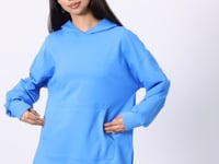Blue Balloon Sleeve Embroidered Women's Oversize Tunic Sweatshirt - 97163