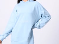 Light Blue Balloon Sleeve Embroidered Women's Oversize Tunic Sweatshirt - 97163