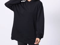 Black Balloon Sleeve Embroidered Women's Oversize Tunic Sweatshirt - 97163