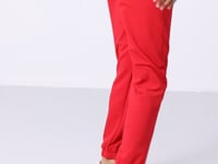 Red Pocket High Waist Comfortable Form Elastic Cuff Women's Tracksuit Bottom - 94583