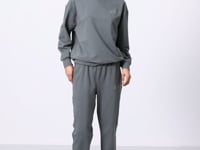 Basic Cotton O-Neck Oversize Elastic Cuffed Women's Tracksuit Set - 95287