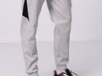 Grey Surface Textured Standard Fit Embroidered Men's Tracksuit Bottom - 82126