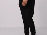 Black Textured Surface Standard Fit Embroidered Men's Tracksuit Bottom - 82126