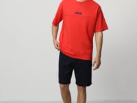Fiesta - Navy Blue Cotton Thick Soft Textured Oversize Fit Basic Men's Shorts Set - 85259
