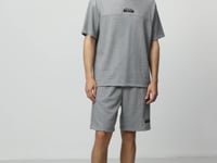 Grey Melange Cotton Thick Soft Textured Oversize Fit Basic Men's Shorts Set - 85259