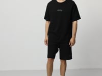 Black Cotton Thick Soft Textured Oversize Fit Basic Men's Shorts Set - 85259