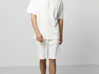 Beige Cotton Thick Soft Textured Oversize Fit Basic Men's Shorts Set - 85258