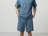 Forest Green Cotton Thick Soft Textured Oversize Fit Basic Men's Shorts Set - 85258