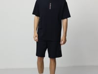 Navy Blue Cotton Thick Soft Textured Oversize Fit Basic Men's Shorts Set - 85258