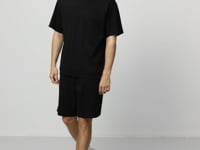 Black Cotton Thick Soft Textured Oversize Fit Basic Men's Shorts Set - 85257