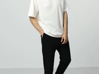 Beige Black Cotton Thick Soft Textured Oversize Fit Basic Men's Tracksuit Set - 85261