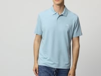 Blue Basic Logo Standard Fit Knitted Polo Collar Men's T-Shirt - 87748