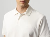 Ecru Basic Logo Standard Fit Knitted Polo Collar Men's T-Shirt - 87748