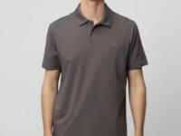 Dark Gray Basic Logo Standard Fit Knitted Polo Collar Men's T-Shirt - 87748