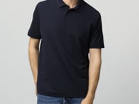 Navy Blue Basic Logo Standard Fit Knitted Polo Collar Men's T-Shirt - 87748