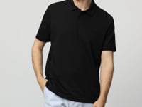 Black Basic Logo Standard Fit Knitted Polo Collar Men's T-Shirt - 87748