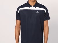 Navy Blue Polyester Breathable Textured Thin Flexible Standard Fit Polo Collar Men's Performance T-Shirt - 88392