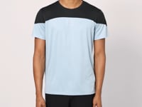 Light Blue Polyester Breathable Textured Thin Flexible Standard Fit Men's Performance T-Shirt - 88386