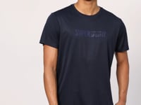 Navy Blue Polyester Breathable Textured Thin Flexible Standard Fit Men's Performance T-Shirt - 88385