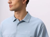Light Blue Cotton Thick Soft Textured Polo Collar Oversize Fit Basic Men's T-Shirt - 88382