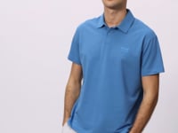 Blue Cotton Thick Soft Textured Polo Collar Oversize Fit Basic Men's T-Shirt - 88381