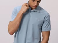 Light Blue Cotton Thick Soft Textured Polo Collar Oversize Fit Basic Men's T-Shirt - 88381