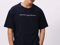 Navy Blue 100% Cotton Thick Soft Textured Oversize Fit Printed Men's T-Shirt - 88357