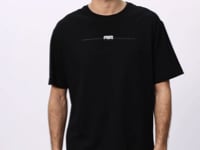 Black %100 Cotton Thick Soft Textured Oversize Fit Printed Men's T-Shirt - 88357