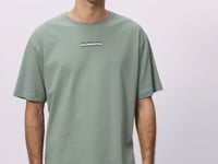 Light Green 100% Cotton Thick Soft Textured Oversize Fit Printed Men's T-Shirt - 88354
