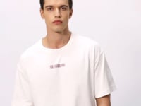Ecru 100% Cotton Thick Soft Textured Oversize Fit Printed Men's T-Shirt - 88354