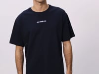 Navy Blue 100% Cotton Thick Soft Textured Oversize Fit Printed Men's T-Shirt - 88354
