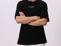 Black %100 Cotton Thick Soft Textured Oversize Fit Printed Men's T-Shirt - 88354
