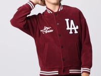 Purple Thick Soft Textured Standard Fit Embroidered Fleece Boys' College Jacket - 11227