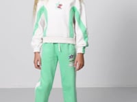 Ecru- Green Cotton Fleece-Lined Soft Textured Standard Fit Printed Girls' Tracksuit Set - 75166