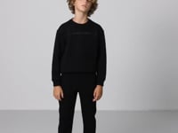 Black Cotton Thick Fleece-Lined Soft Textured Standard Fit Printed Boys' Tracksuit Set - 11257