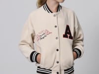 Thick Soft Textured Standard Fit Embroidered Fleece Girls' College Jacket - 75156