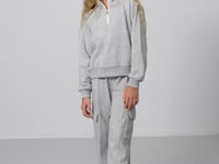 Grey Melange Cotton Fleece-Lined Soft Textured Standard Fit Embroidered Girls' Tracksuit Set - 75159