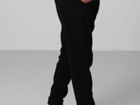 Black Thick Soft Textured Standard Fit Embroidered Fleece Boys' Tracksuit Bottom - 11219