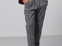 Grey Melange Thick Soft Textured Standard Fit Embroidered Fleece Boys' Tracksuit Bottom - 11219