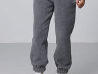 Grey Melange Thick Soft Textured Standard Fit Embroidered Fleece Boys' Tracksuit Bottom - 11220