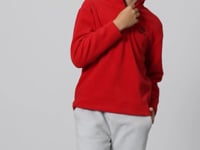 Red Thick Soft Textured Standard Fit Embroidered Fleece Boys' Sweatshirt - 11221