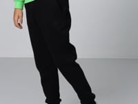 Black Cotton Thick Fleece-Lined Soft Textured Standard Fit Embroidered Boys' Tracksuit Bottom - 11224