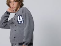 Grey Melange Thick Soft Textured Standard Fit Embroidered Fleece Boys' College Jacket - 11227
