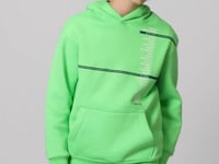 Neon Green Cotton Thick Fleece-Lined Soft Textured Standard Fit Printed Boys' Sweatshirt - 11239
